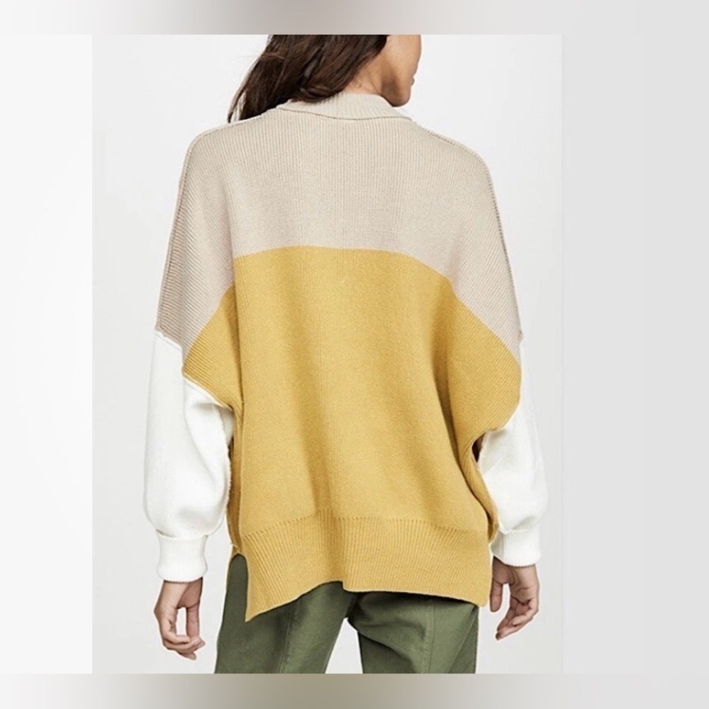 Free People Off-the-Shoulder Sweater in Tan, Yellow, and Cream - Picture 3 of 7